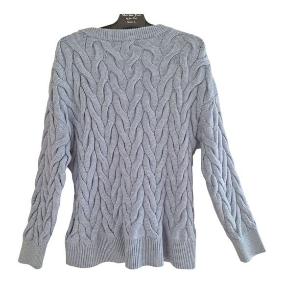 NWT Philosophy Preppy Cozy Chunky Cable Knit Sweater Pullover Blue L SOFT NEW - Picture 3 of 15